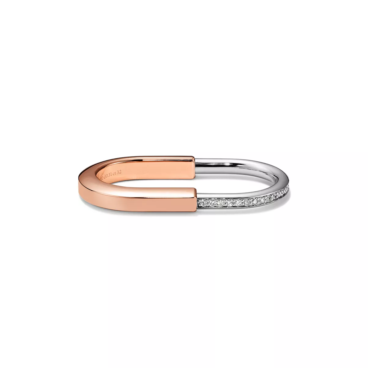 Two-finger Ring in Rose and White Gold with Diamonds