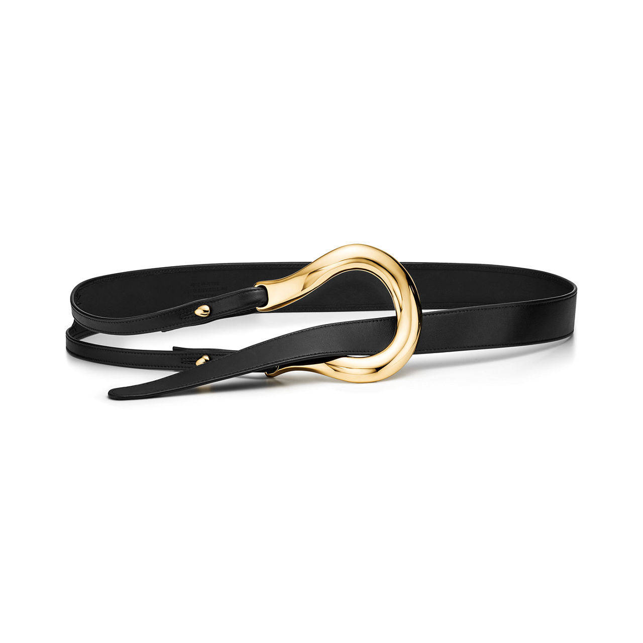 Equestrian Belt in Yellow Gold with Black Leather