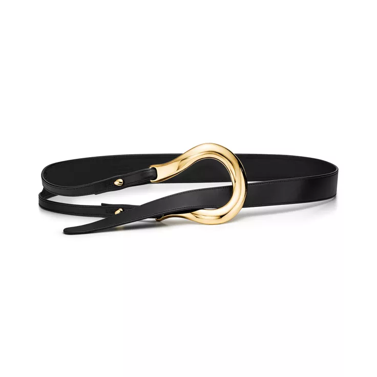 Elsa Peretti®:Equestrian Belt in Yellow Gold with Black Leather, 1