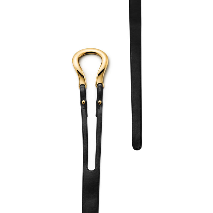 Elsa Peretti®:Equestrian Belt in Yellow Gold with Black Leather image number 2