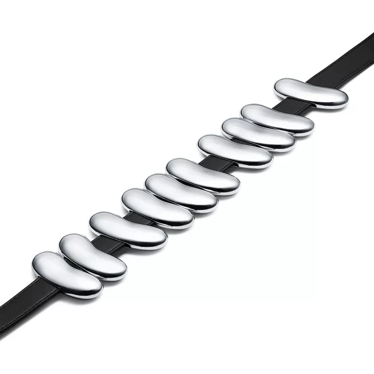 Elsa Peretti®:Bean® design Belt in Sterling Silver and Leather, 1