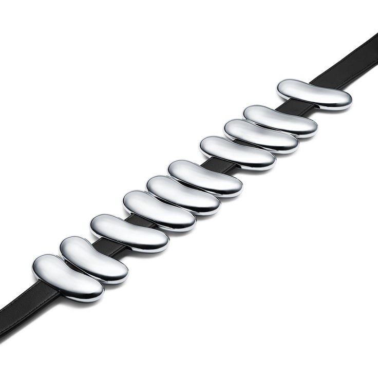 Elsa Peretti®:Bean® design Belt in Sterling Silver and Leather image number 1