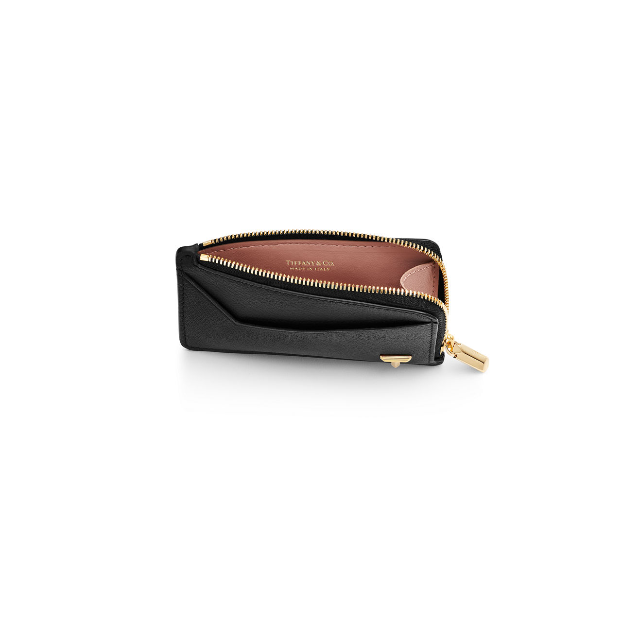 Zip Card Case in Black Leather