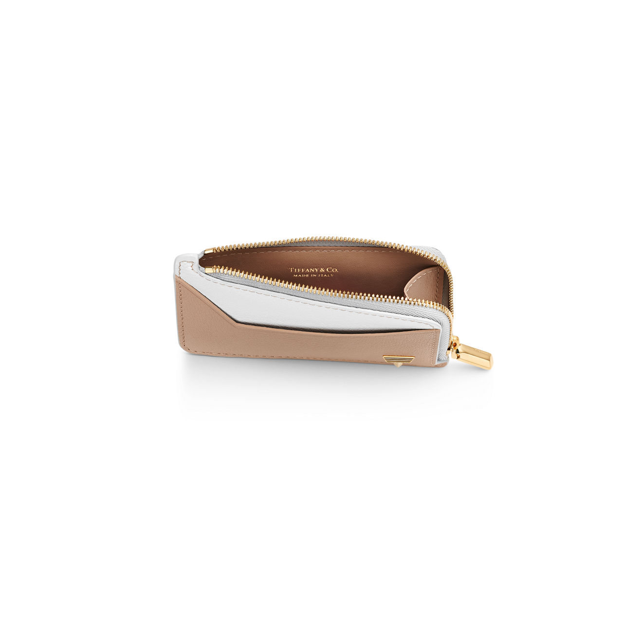Zip Card Case in Neutral Colorblock Leather