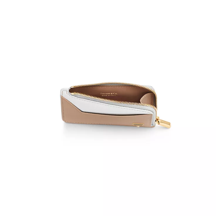 Tiffany T:Zip Card Case in Neutral Colorblock Leather, 1