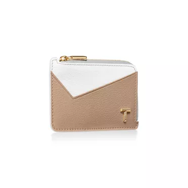 Tiffany T:Zip Card Case in Neutral Colorblock Leather, 2