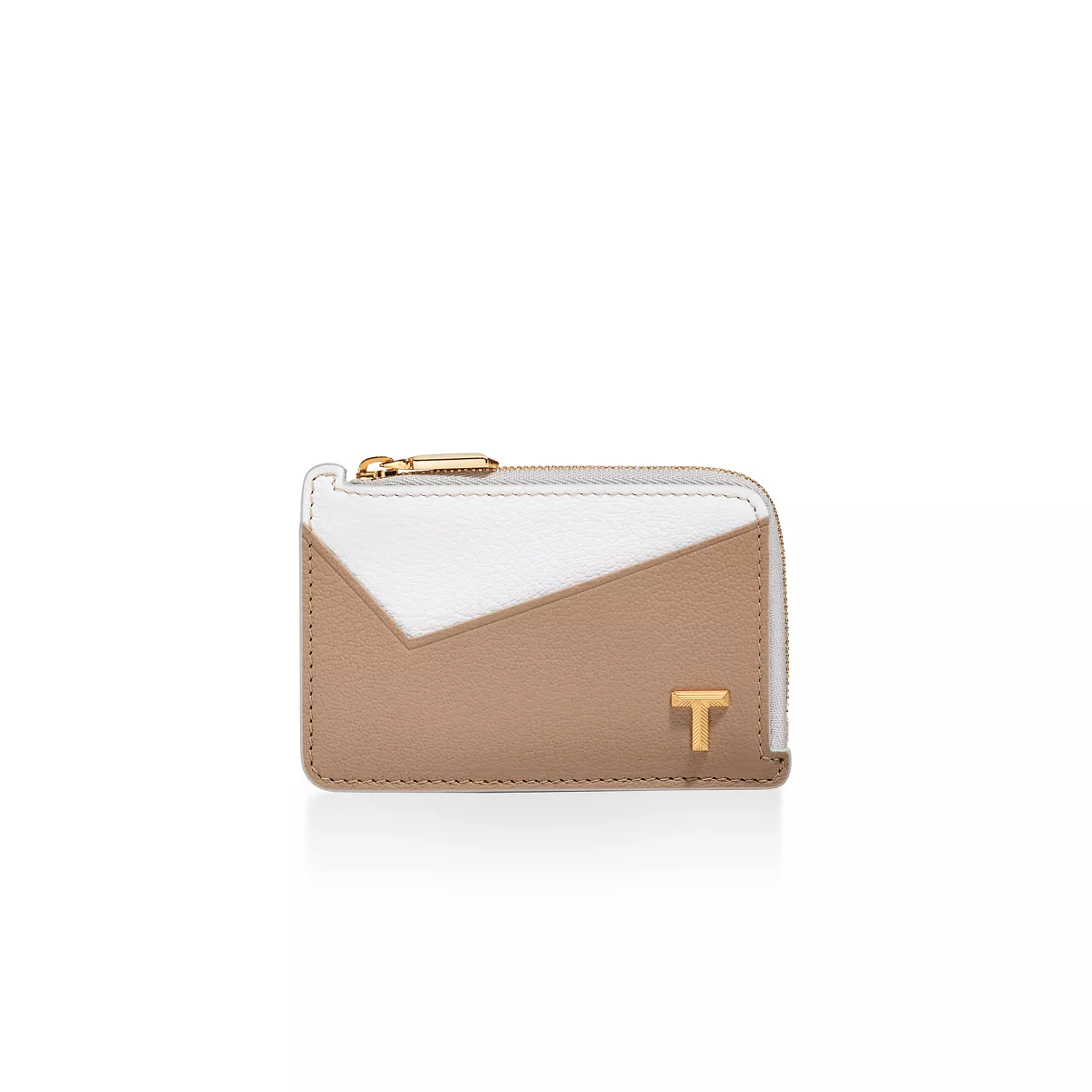 Zip Card Case in Neutral Colorblock Leather