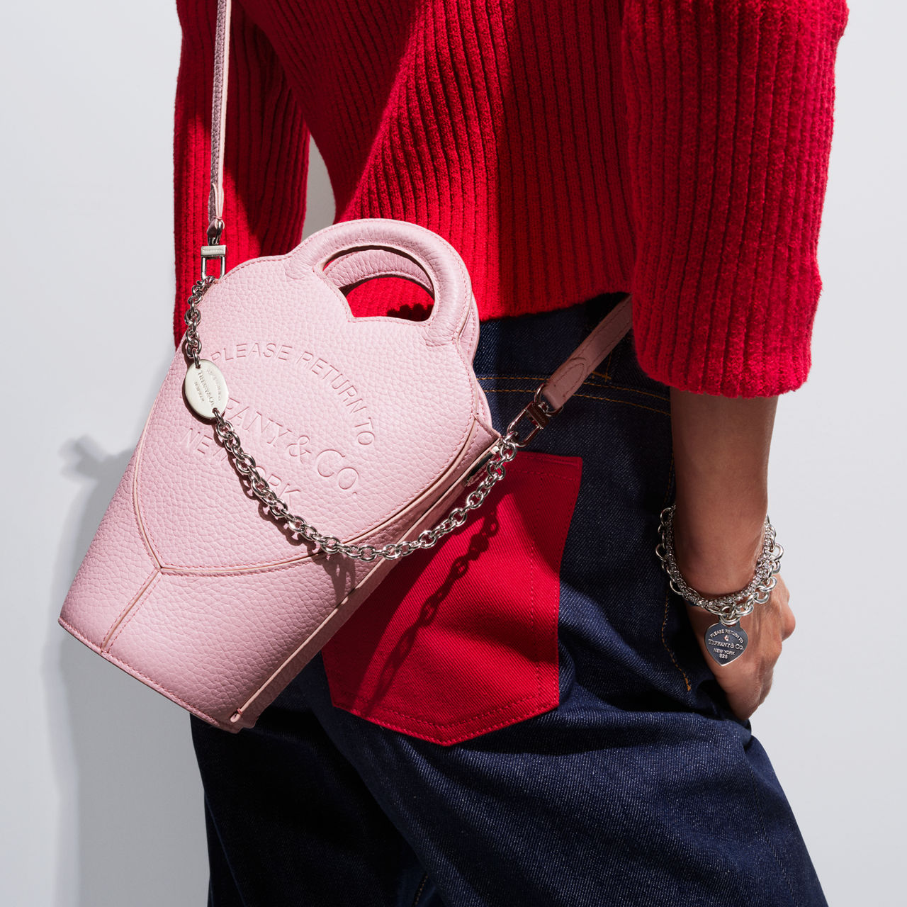 Mini-Crossbody-Tasche aus kristallrosa Leder