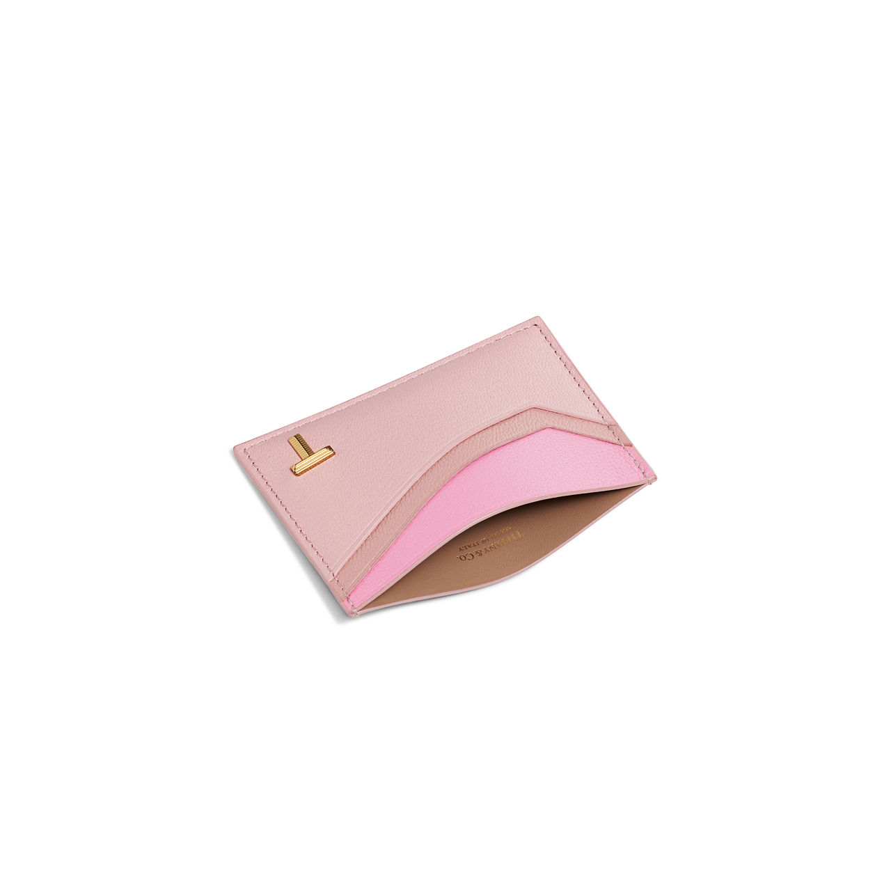 Kartenetui aus rosa Colorblock-Leder