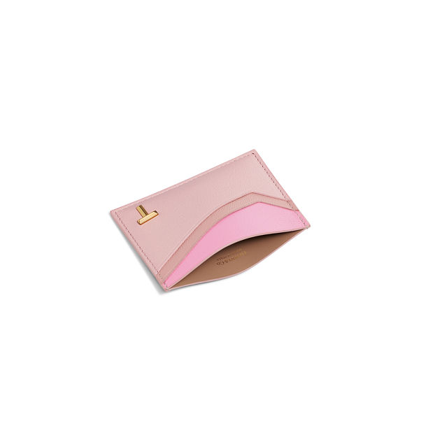 Tiffany T:Card Case in Pink colourblock Leather