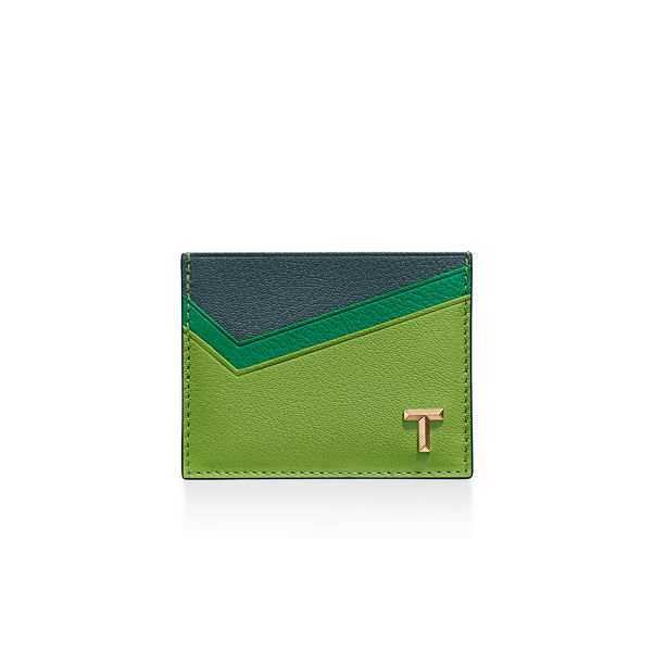 Tiffany T:Card Case in Emerald Green colourblock Leather