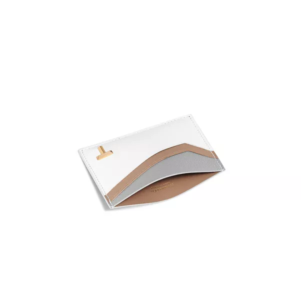 Card Case in Taupe Colorblock Leather