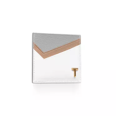 Tiffany T:Card Case in Taupe Colorblock Leather, 2