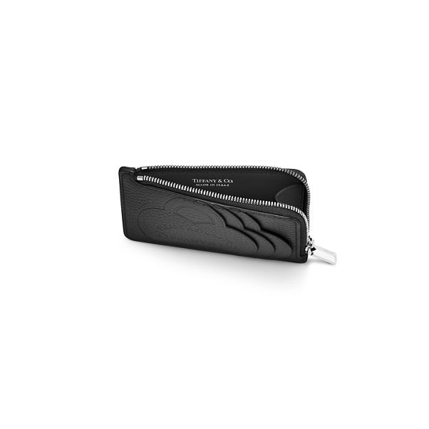 Return to Tiffany™:Zip Card Case in Black Leather