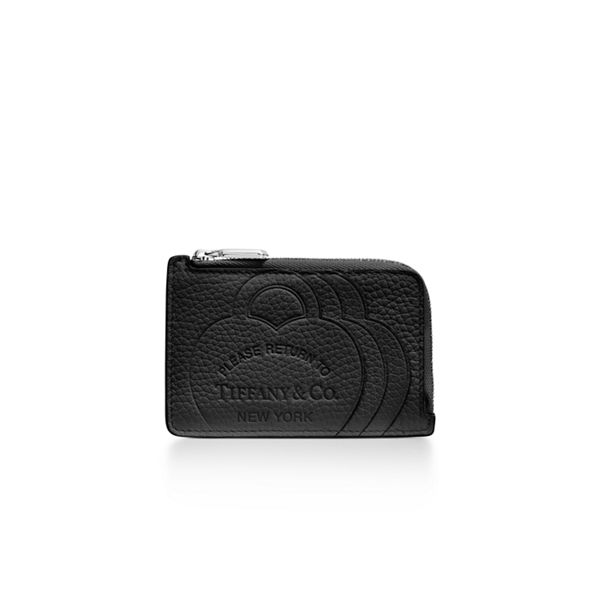 Return to Tiffany™:Zip Card Case in Black Leather