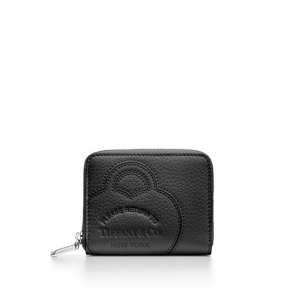 Return to Tiffany™:Small Zip Wallet in Black Leather