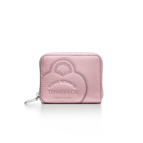 Return to Tiffany™:Small Zip Wallet in Crystal Pink Leather