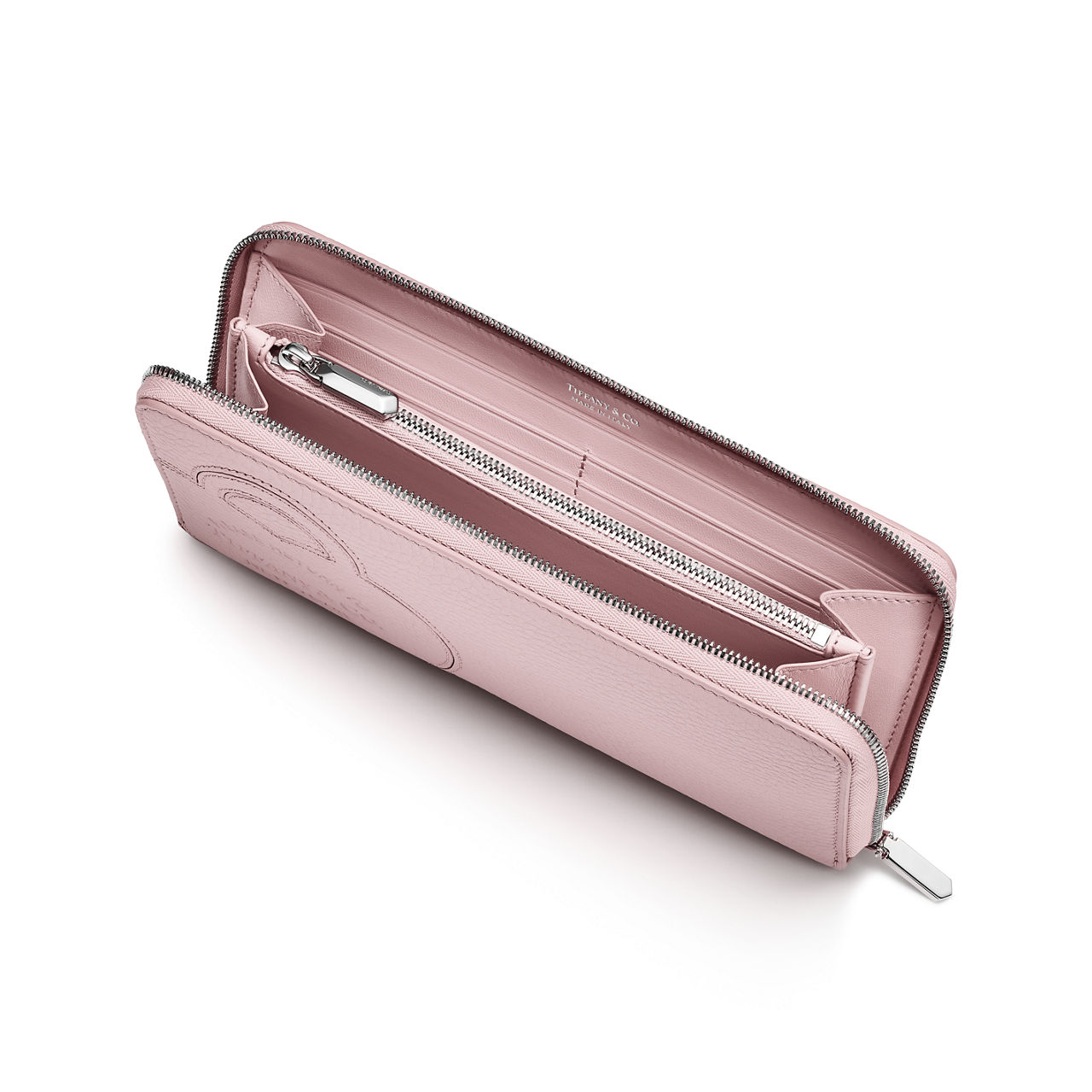 Portafoglio con zip grande in pelle rosa