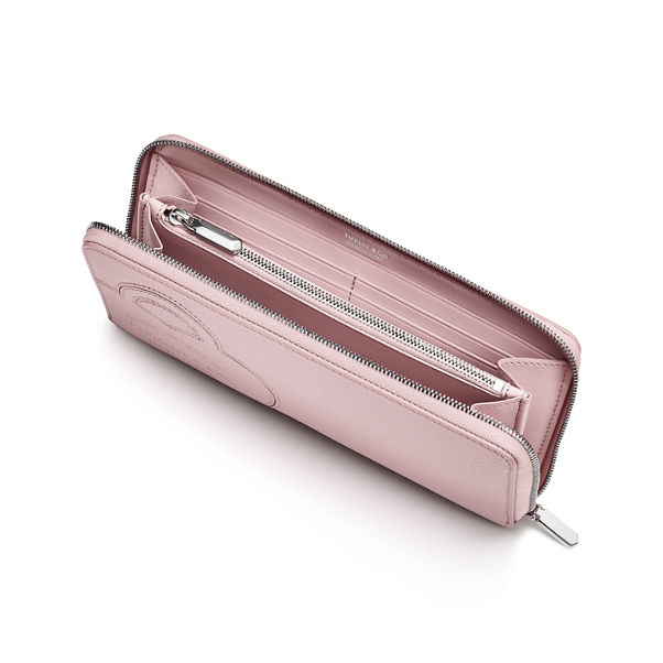 Return to Tiffany™:Large Zip Wallet in Crystal Pink Leather