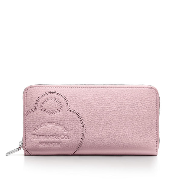 Return to Tiffany™:Large Zip Wallet in Crystal Pink Leather