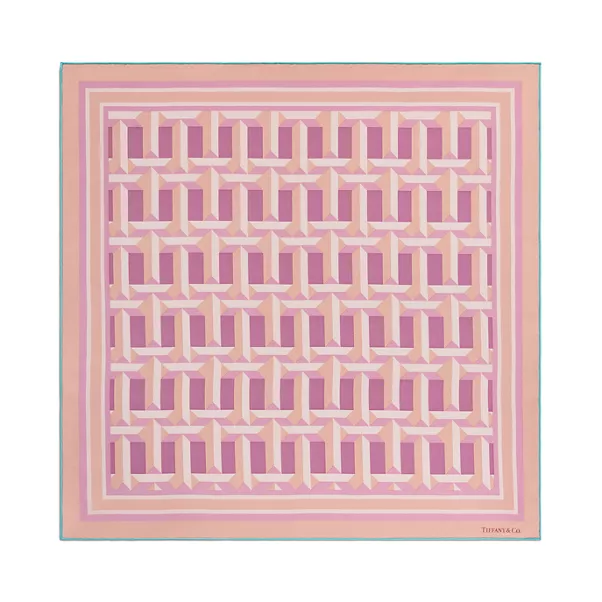 Foulard carré True en soie rose cristal