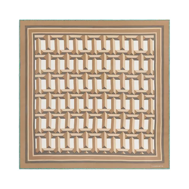 Foulard carré True en soie brun camel