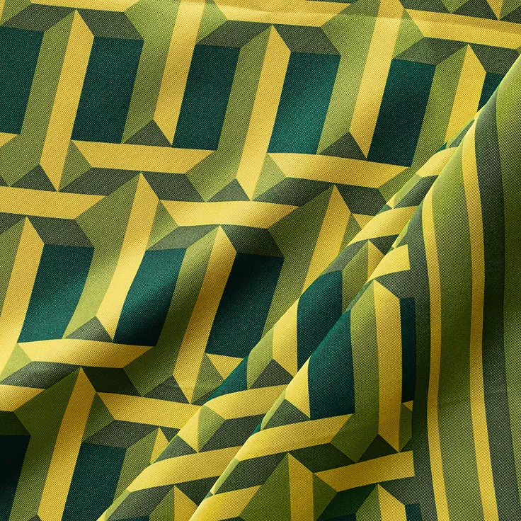 Tiffany T:True Square Scarf in Emerald Green and Citrine Yellow Silk, 1