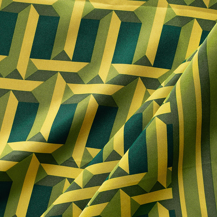 Tiffany T:True Square Scarf in Emerald Green and Citrine Yellow Silk image number 1