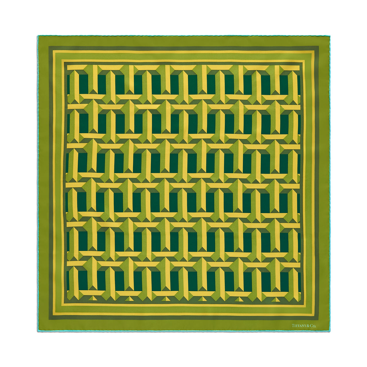 True Square Scarf in Emerald Green and Citrine Yellow Silk