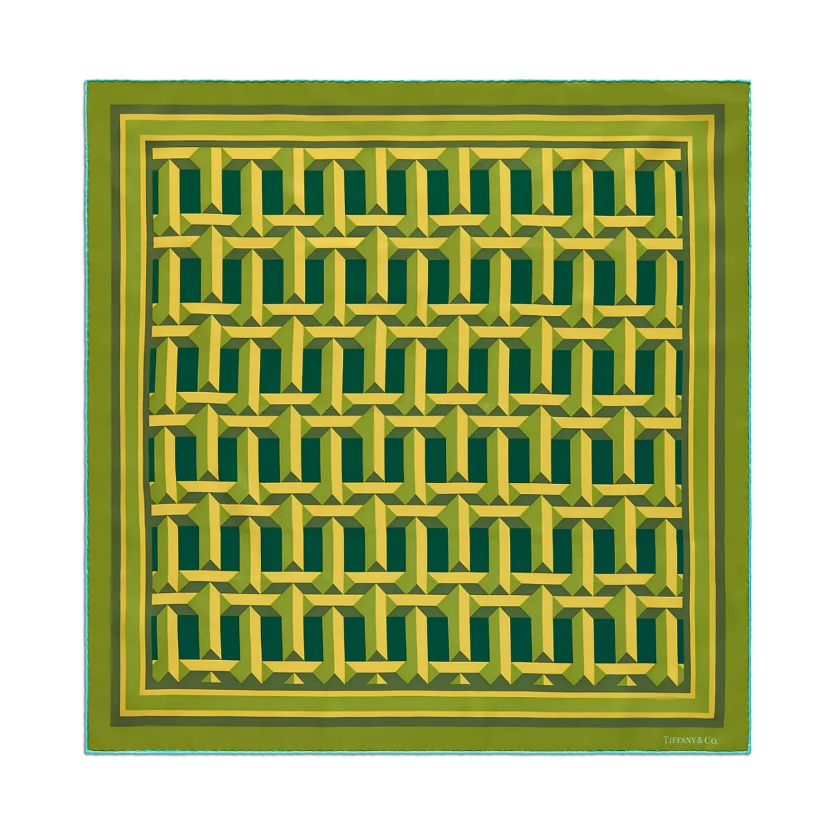 True Square Scarf in Emerald Green and Citrine Yellow Silk