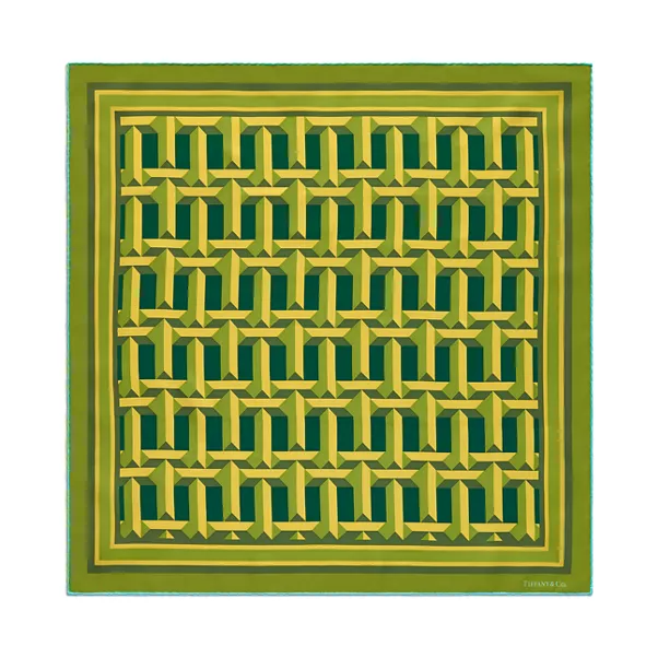 True Square Scarf in Emerald Green and Citrine Yellow Silk