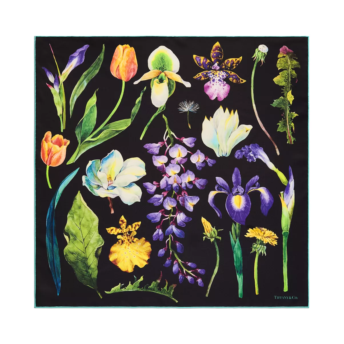 Square Scarf in Black Silk