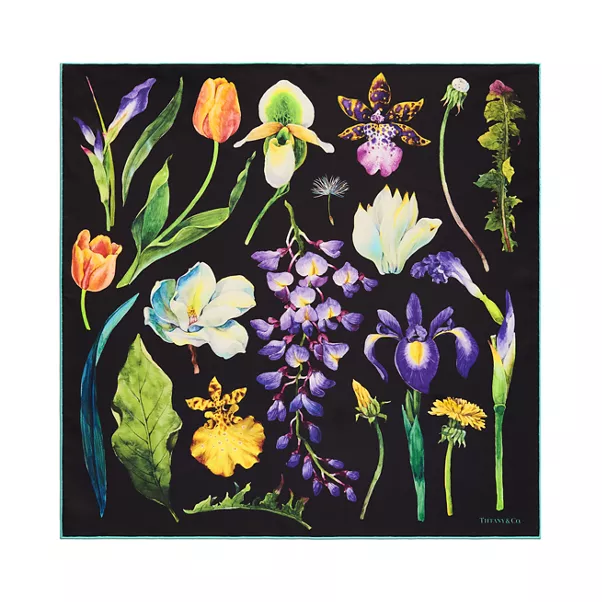 Square Scarf in Black Silk