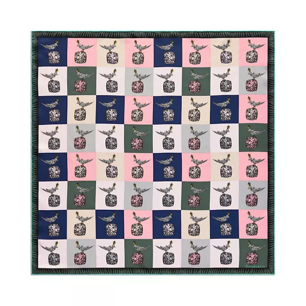 Bird on a Rock Square Scarf in Crystal Pink Silk