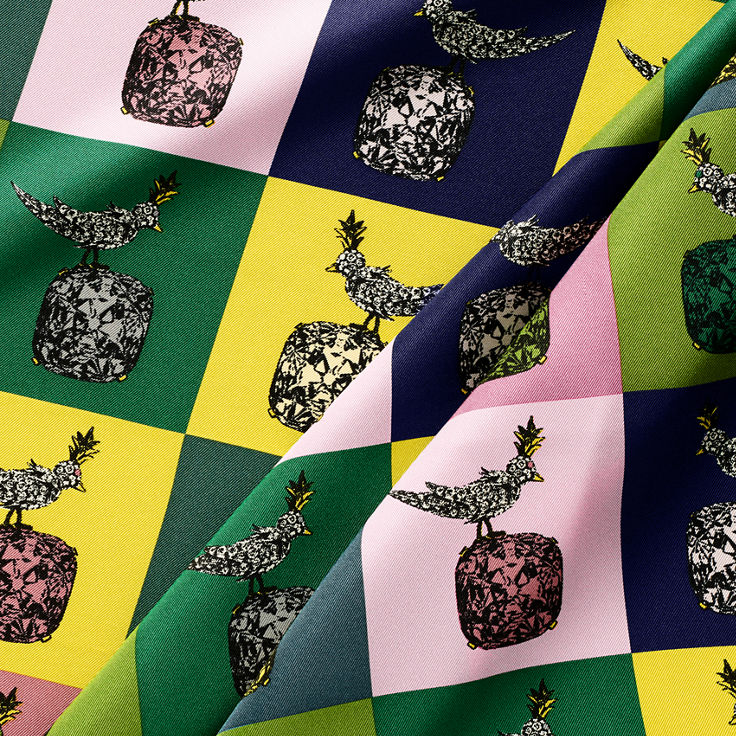 Schlumberger by Tiffany & Co.™:Foulard Bird on a Rock in seta giallo citrino numero immagine 1