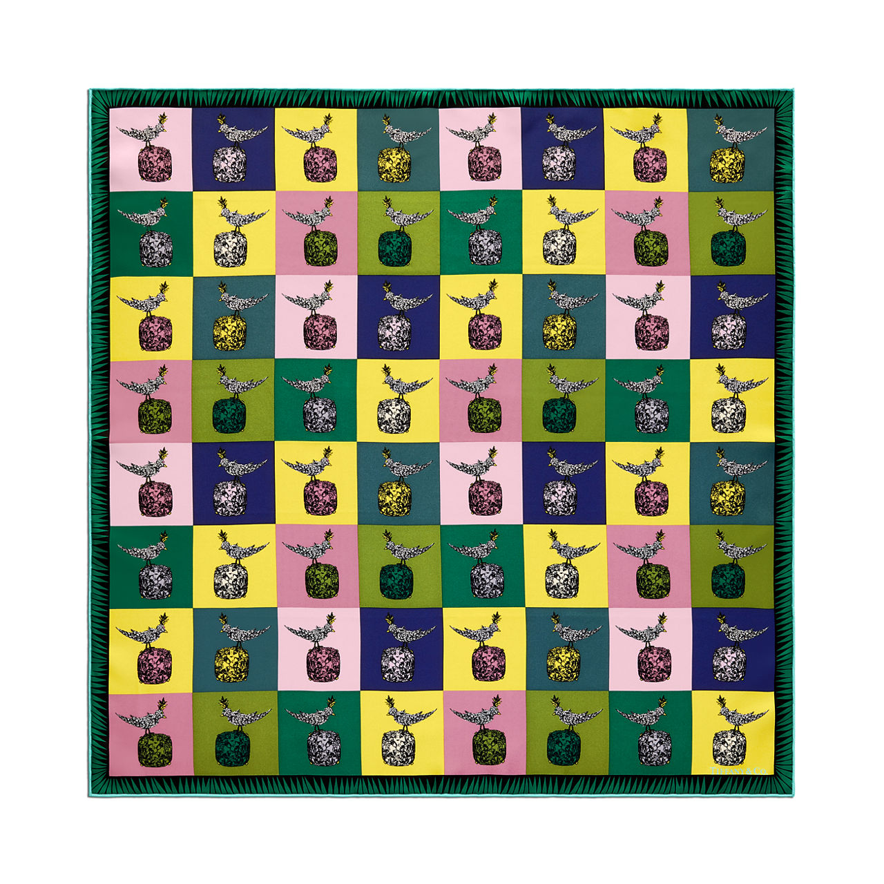 Schlumberger by Tiffany & Co.™:Foulard Bird on a Rock in seta giallo citrino numero immagine 0