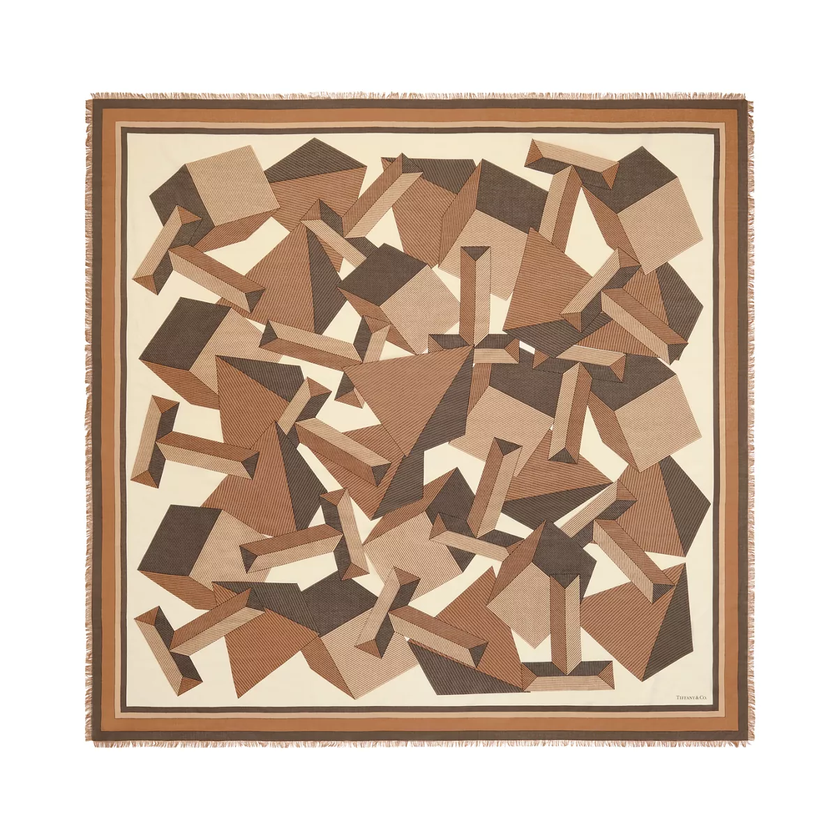 Giant T Stole in Camel Brown Cashmere and Silk