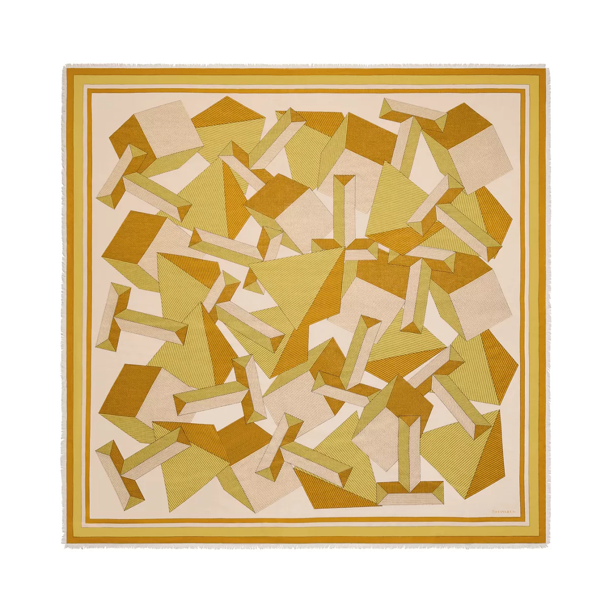 Giant T Stole in Citrine Yellow Cashmere and Silk