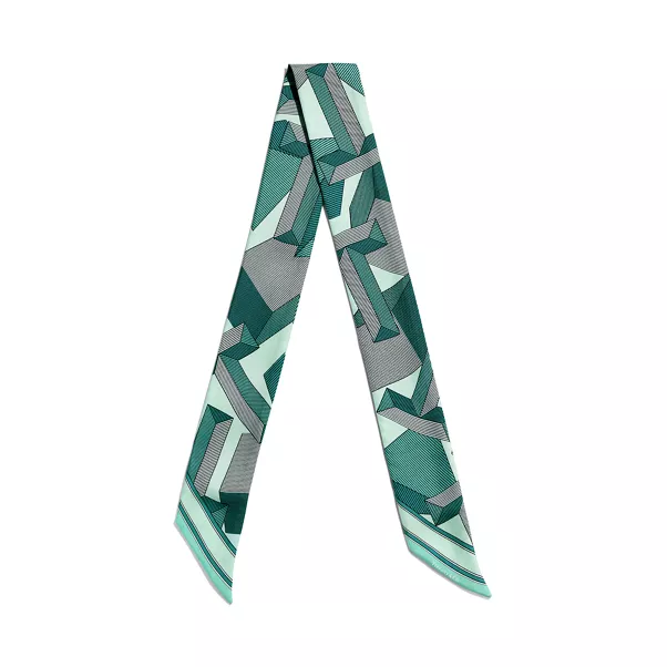 Schmaler Schal mit großem T-Motiv aus Seide in Tiffany Blue®