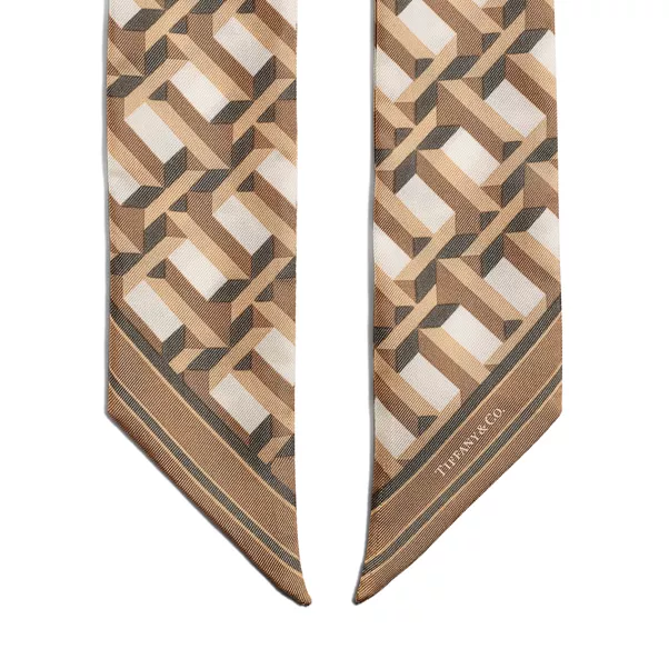 True Ribbon Scarf in Camel Brown Silk