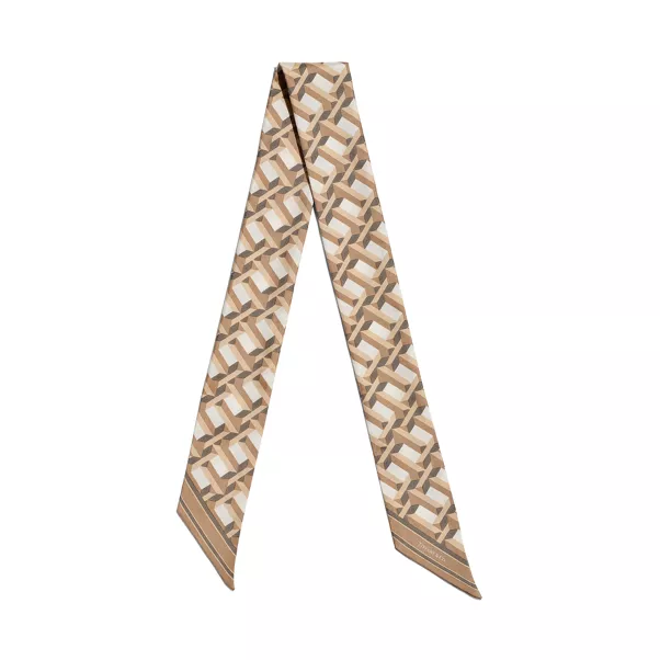 True Ribbon Scarf in Camel Brown Silk