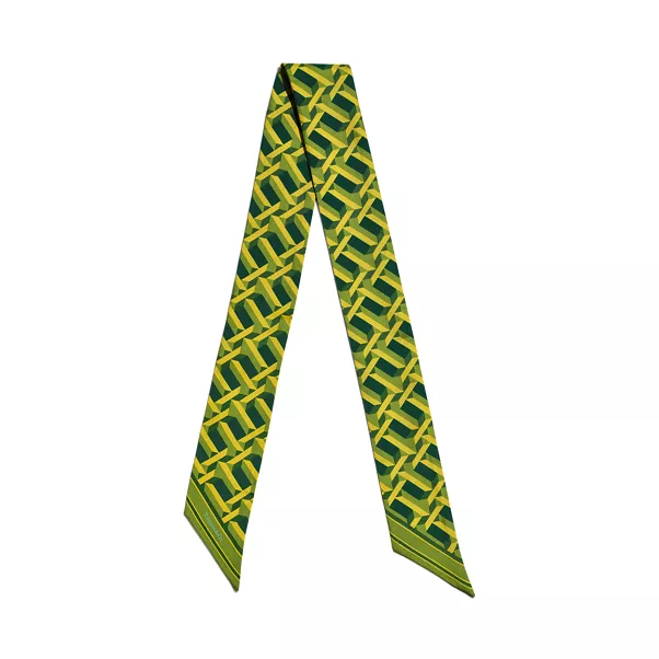 True Ribbon Scarf in Emerald Green and Citrine Yellow Silk