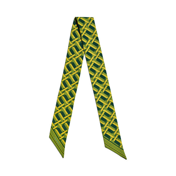 Tiffany T:True Ribbon Scarf in Emerald Green and Citrine Yellow Silk