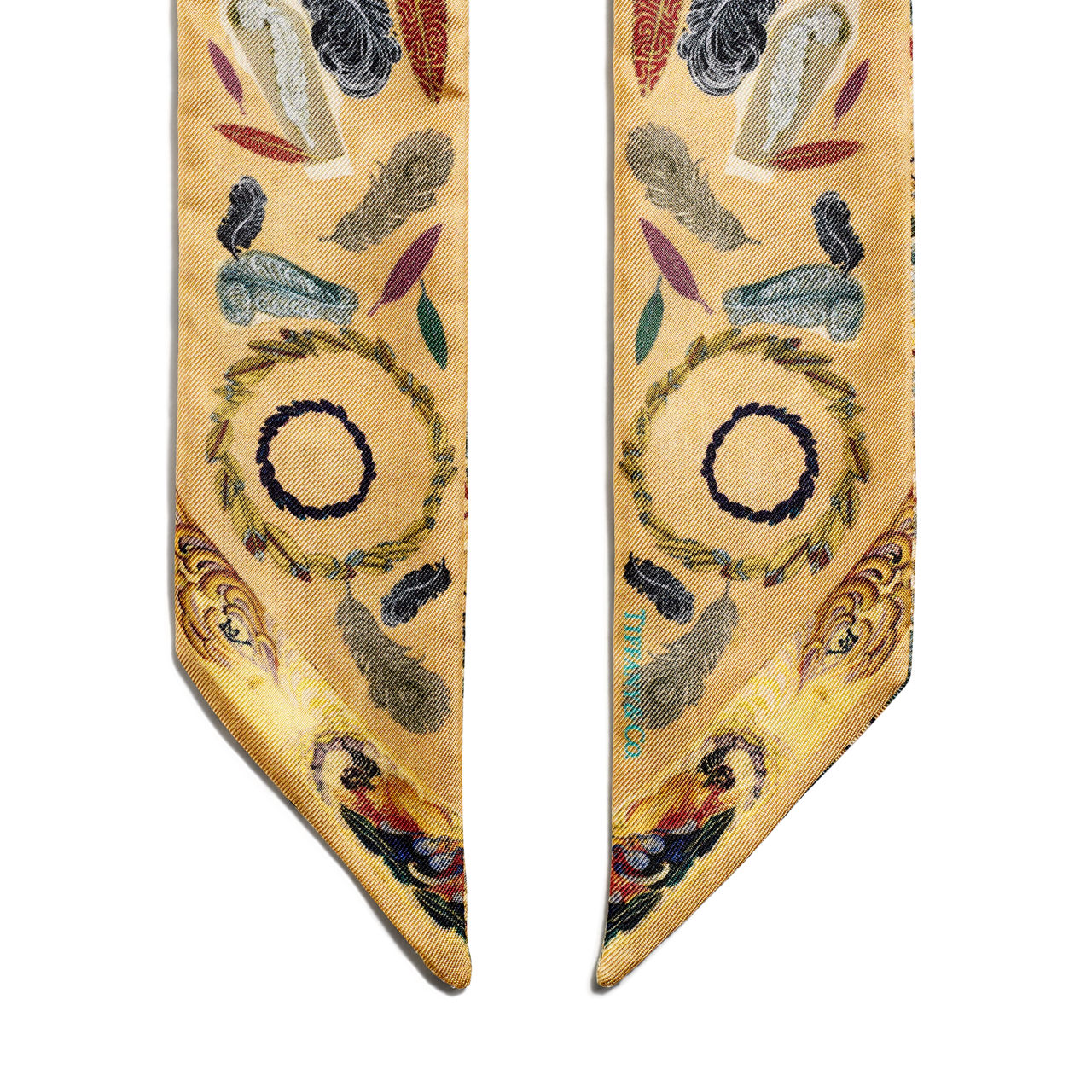Feather Ribbon Scarf in Camel Brown Silk