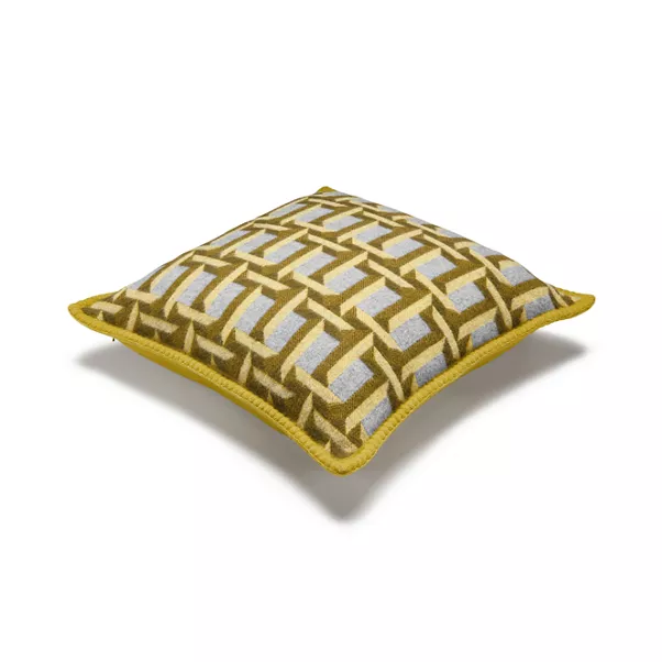 Cuscino T True in cashmere e lana giallo citrino