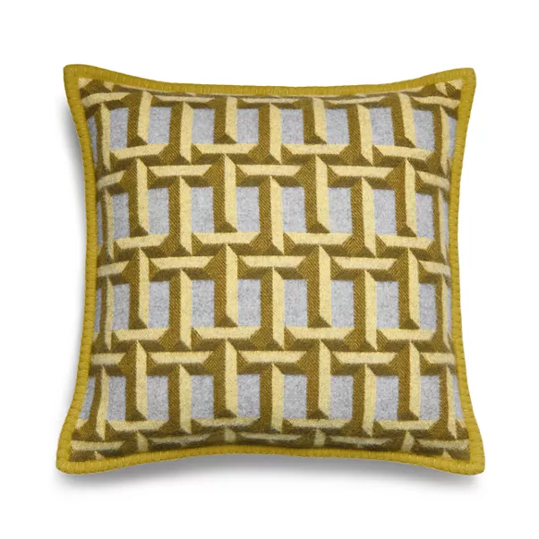 Cuscino T True in cashmere e lana giallo citrino