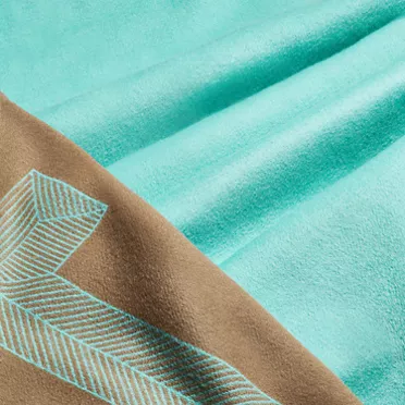 Color Block:Blanket in Tiffany Blue® and Camel Brown Cashmere and Wool, 2