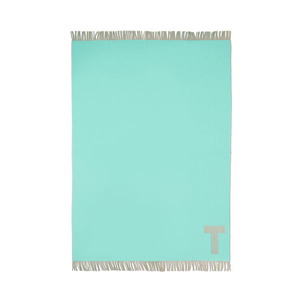 Color Block:Decke aus Kaschmir und Wolle in Tiffany Blue® und Kamelbraun