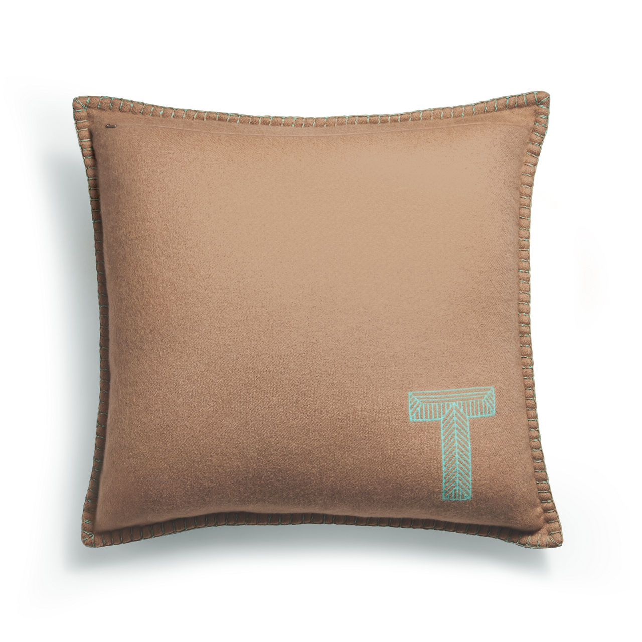 Color Block:Cushion in Tiffany Blue® and Camel Brown Cashmere and Wool image number 2