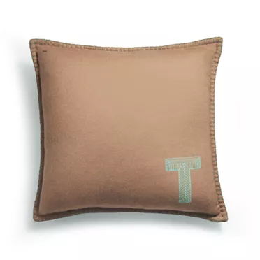 Collezione Color Block:Cuscino in cashmere e lana color Tiffany Blue® e color cammello, 2